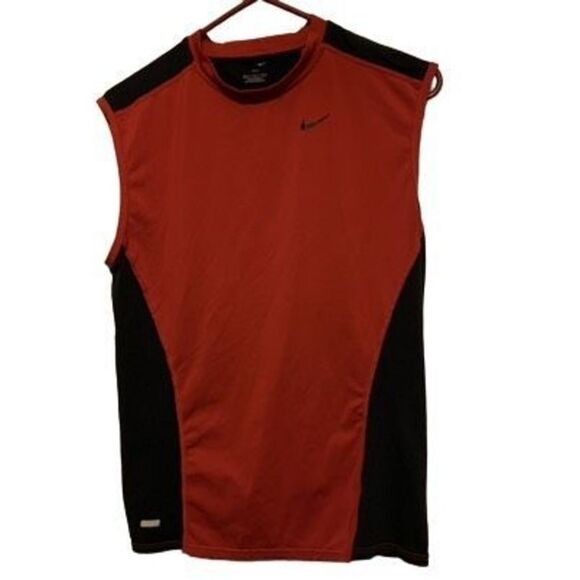Nike Dri-Fit Size XL Red & Black Sleeveless Base Layer Shirt - Picture 1 of 5